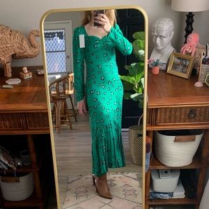 ASOS | Liquorish vintage vibe Green Satin Floral Dress